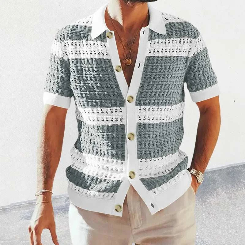 2024 Spring Summer Casual Mens Knitted Shirts Loose Short Sleeve ButtoElevate Your Style with Our 2024 Spring Summer Casual Mens Knitted Shirts
 Introducing the ultimate blend of sophistication and comfort: our 2024 Spring Summer CasuaMen Shirts2024 Spring Summer Casual Mens Knitted Shirts Loose Short Sleeve Buttoned Lapel Knit Cardigans Men Clothes Vintage Striped ShirtMENLL