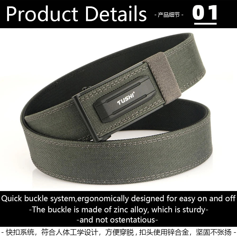 TUSHI Tactical Military Belt with Alloy Automatic Buckle for Men and Women