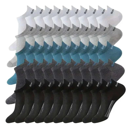 25 pairs of men's hosiery sport socks with low cut design for running and fitness.