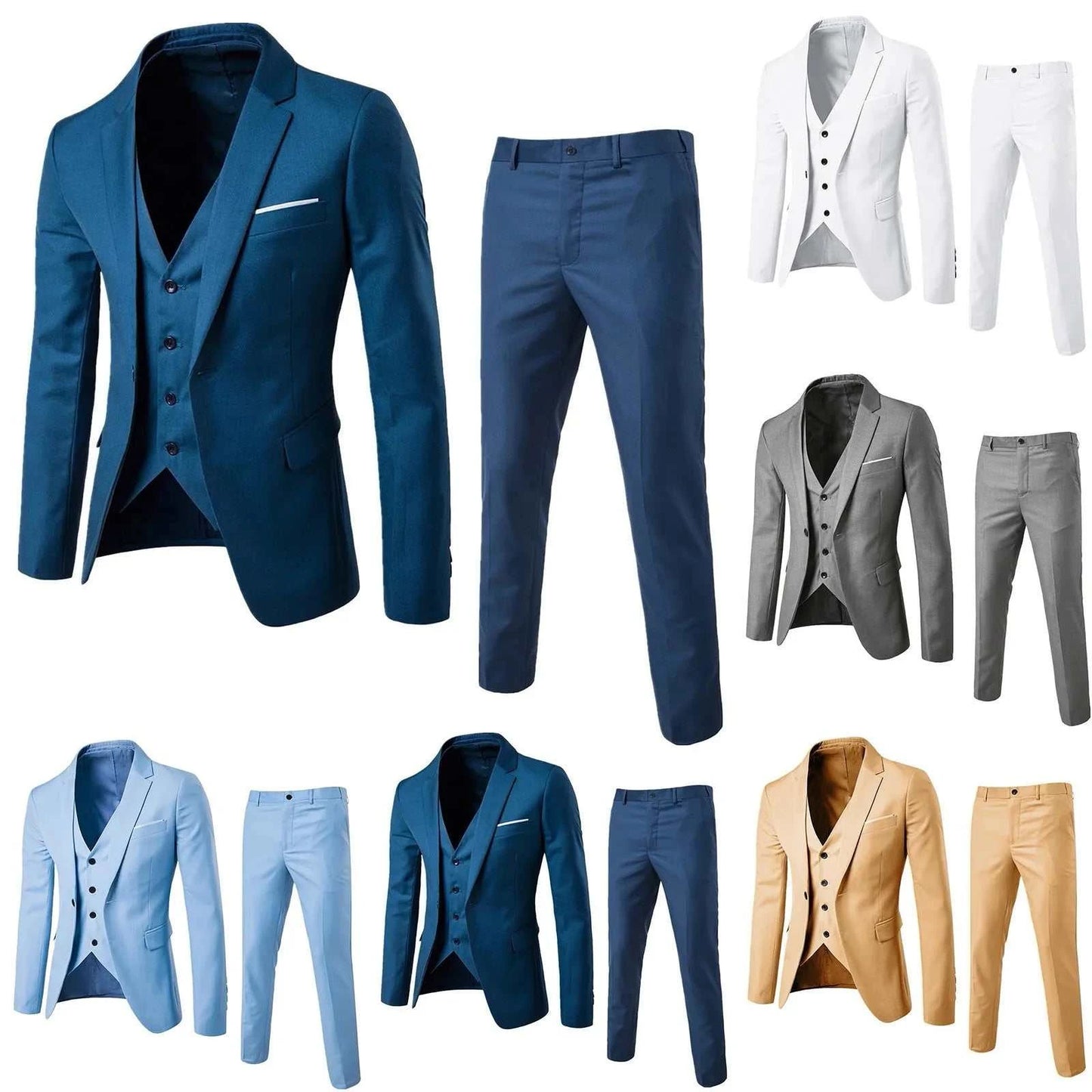 Men’S Suit Slim 3 Piece Suit Business Wedding Party Vest & Pants Coat Elevate Your Style with Our Men's Slim 3 Piece Suit
 Introducing the ultimate choice for the modern man - the Men's Suit Slim 3 Piece Suit. Designed for business, weSuit Slim 3 Piece Suit Business Wedding Party Vest & Pants Coat Casual Solid Blazers Coat Jacket LuxuryMENLL