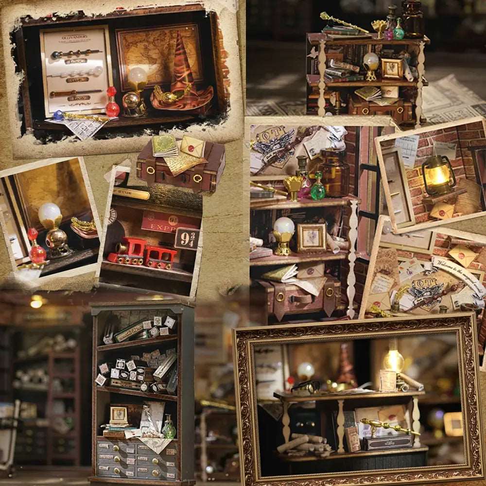 CUTEBEE Wooden Casa Retro Magic House Dollhouse Miniature Building Kits With Furniture Lights Doll Houses For Birthday Gifts