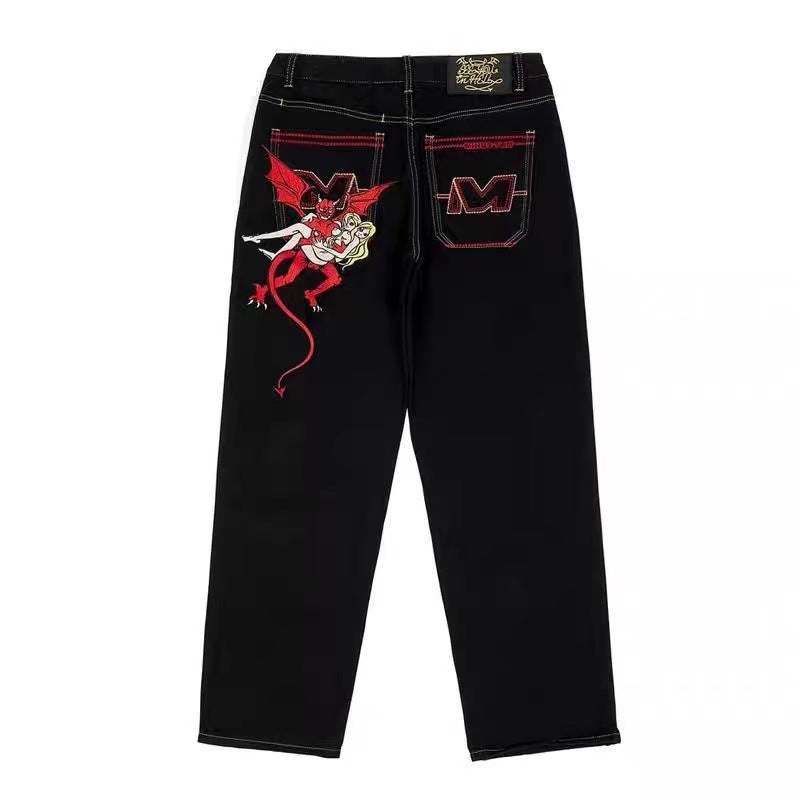 Devil And Beauty Jeans Men's Casual Loose Straight TrousersDiscover the Devil And Beauty Jeans
 Elevate your casual wardrobe with the Devil And Beauty Jeans, expertly designed for men who appreciate both comfort and style. TCasual Loose Straight TrousersMENLL