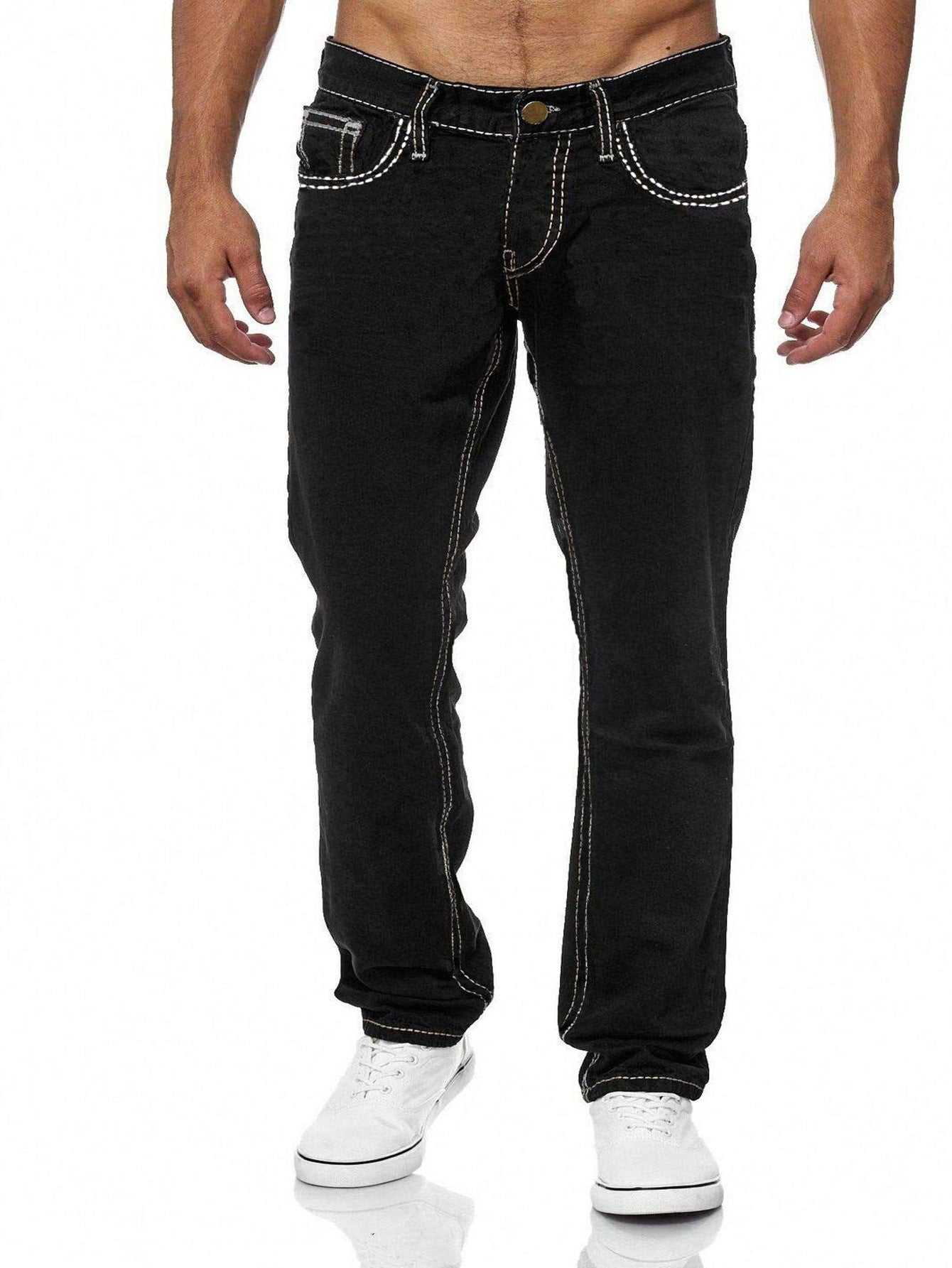 European And American Straight Men's JeansDiscover the Ultimate in Comfort and Style
 Introducing our European and American Straight Men's Jeans, where classic design meets modern functionality. Crafted withAmerican Straight Men'MENLL