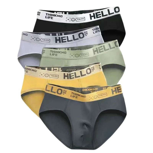 Men's breathable briefs 4-pack with elastic waistband and solid colors.