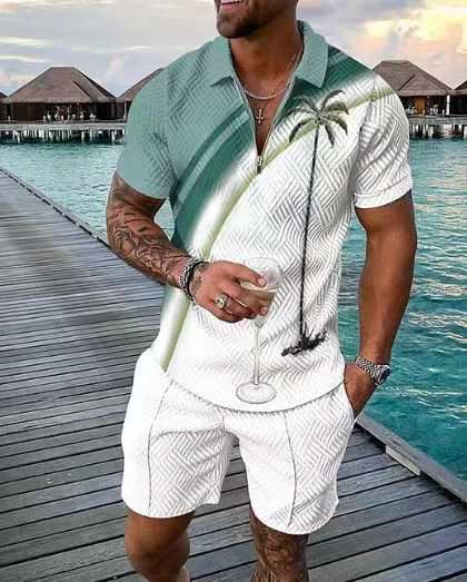 Men's New Clothes Zipper Polo Short Sleeve SuitElevate Your Summer Wardrobe
 Introducing the Men's New Clothes Zipper Polo Short Sleeve Suit, designed to keep you looking sharp and feeling comfortable during thosClothes Zipper Polo Short Sleeve SuitMENLL