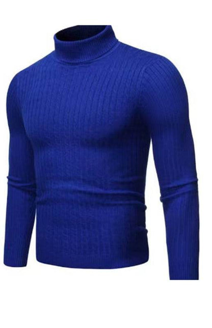 Cozy Elegance: Men's Slim-Fit Turtleneck Knit Pullover for Autumn-Winter