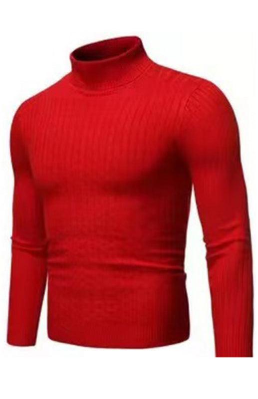 Cozy Elegance: Men's Slim-Fit Turtleneck Knit Pullover for Autumn-Winter