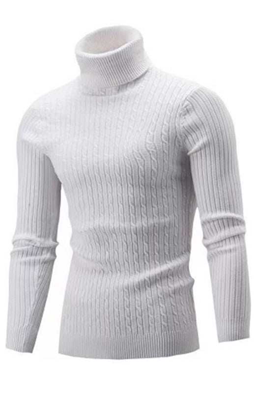 Cozy Elegance: Men's Slim-Fit Turtleneck Knit Pullover for Autumn-Winter