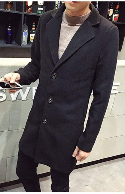 Chic Men's Long Wool Blend Overcoat for Ultimate Warmth and Style