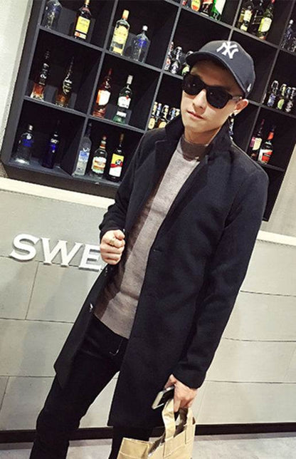 Chic Men's Long Wool Blend Overcoat for Ultimate Warmth and Style