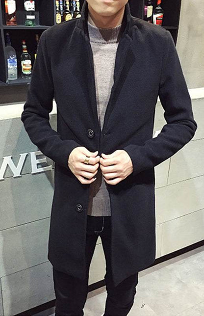 Chic Men's Long Wool Blend Overcoat for Ultimate Warmth and Style