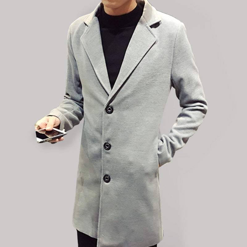 Chic Men's Long Wool Blend Overcoat for Ultimate Warmth and Style