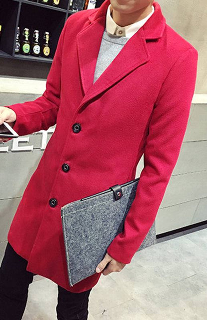 Chic Men's Long Wool Blend Overcoat for Ultimate Warmth and Style