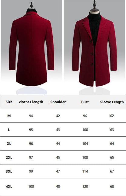 Chic Men's Long Wool Blend Overcoat for Ultimate Warmth and Style