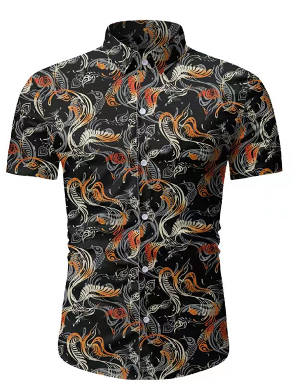 Tropical Vibes Men's Hawaiian Short-Sleeve Shirt with Spread Collar