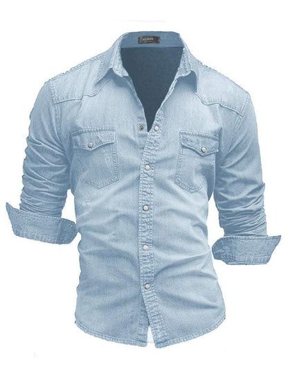 Chic Spring-Summer Men's Lapel Collar Solid Polyester Shirt - Effortless Style for Casual Days