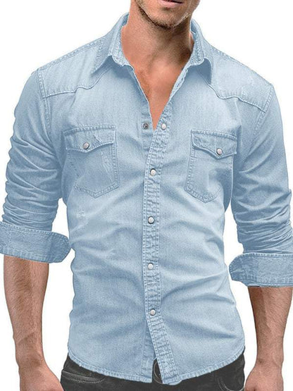 Chic Spring-Summer Men's Lapel Collar Solid Polyester Shirt - Effortless Style for Casual Days