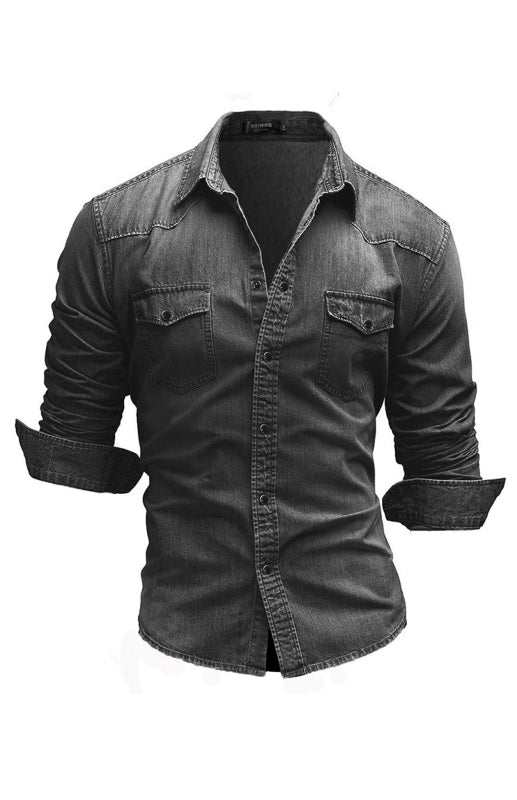 Chic Spring-Summer Men's Lapel Collar Solid Polyester Shirt - Effortless Style for Casual Days