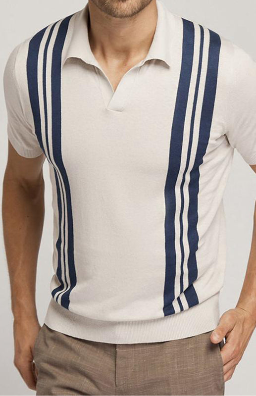 Luxurious Lapel Polo Shirt with Short Sleeves