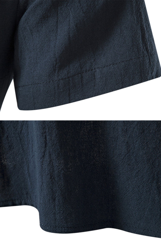 Spring/Summer Men's Solid Color Hooded Short Sleeve Tee with Cotton-Elastane Blend