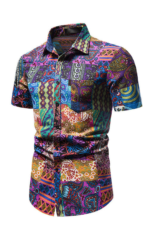 Men's Summer Printed Short Sleeve Shirts with Trendy Designs