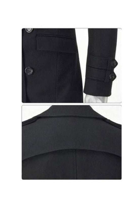 Chic Men's Woolen Mid-Length Trench Coat - Slim Fit, Stylish & Warm for Autumn-Winter