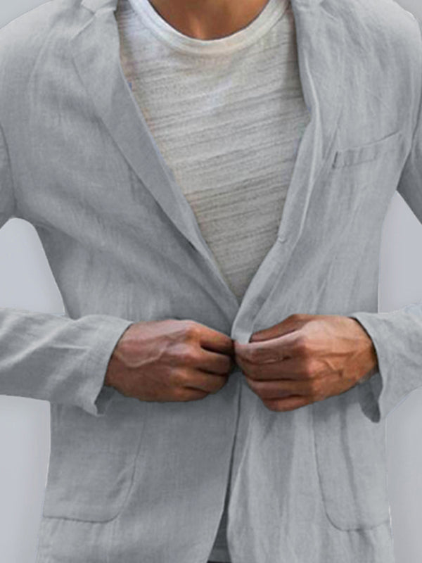 Classic Men's Linen Cotton Lightweight Solid Blazer for Effortless Style
