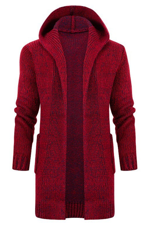 Stylish Men's Hooded Knit Cardigan with Horn Buckle - Perfect for Autumn-Winter Fashion