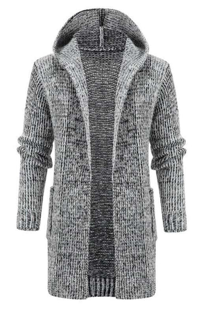 Stylish Men's Hooded Knit Cardigan with Horn Buckle - Perfect for Autumn-Winter Fashion