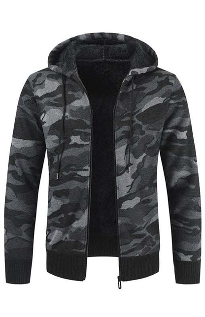 Urban Camo Hooded Cardigan: Cozy Athleisure Sweater for Men