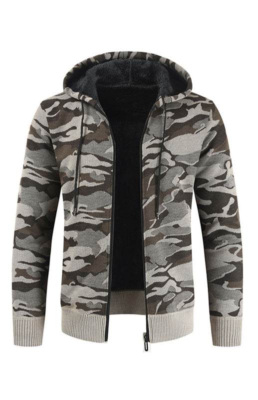 Urban Camo Hooded Cardigan: Cozy Athleisure Sweater for Men