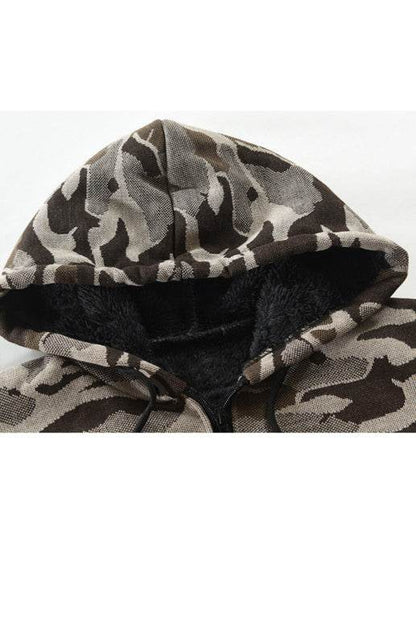 Urban Camo Hooded Cardigan: Cozy Athleisure Sweater for Men