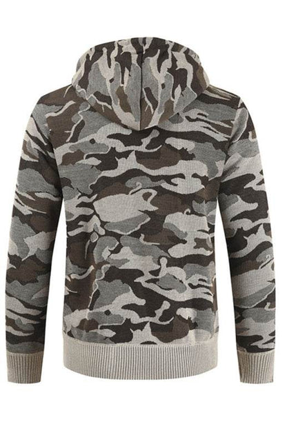 Urban Camo Hooded Cardigan: Cozy Athleisure Sweater for Men