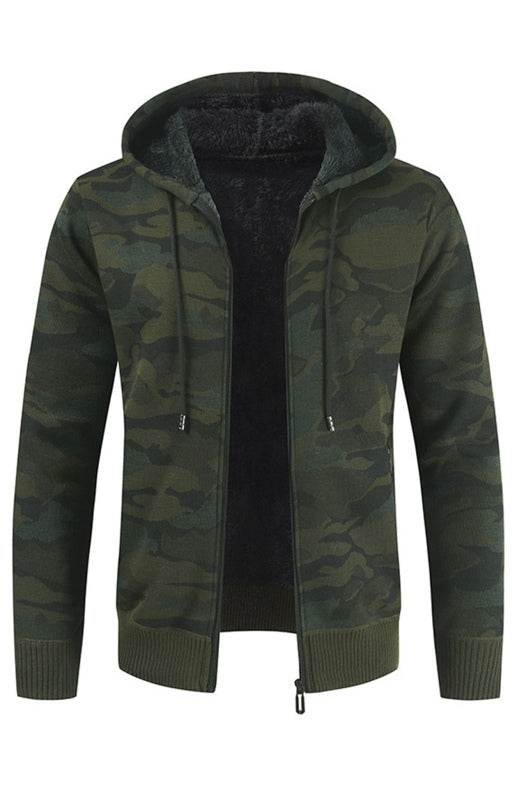 Urban Camo Hooded Cardigan: Cozy Athleisure Sweater for Men