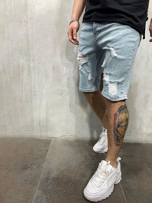 Men's Trendy Mid Waist Distressed Denim Shorts