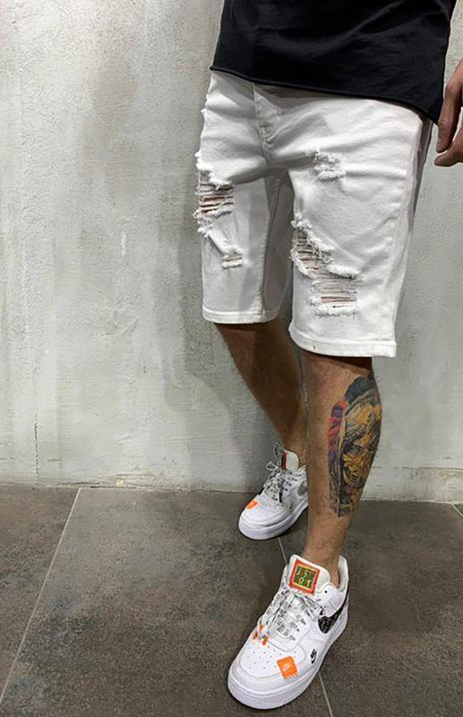 Men's Trendy Mid Waist Distressed Denim Shorts