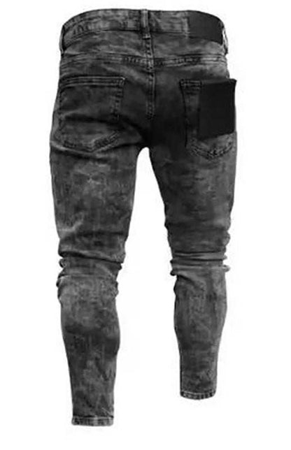 Rugged Urban Chic: Men's Ripped Slim Fit Jeans for All-Season Style