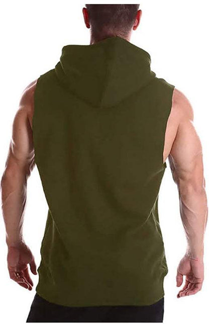 Men's Stylish Lace-Up Sleeveless Knit Hoodie for Casual Spring-Summer Wear