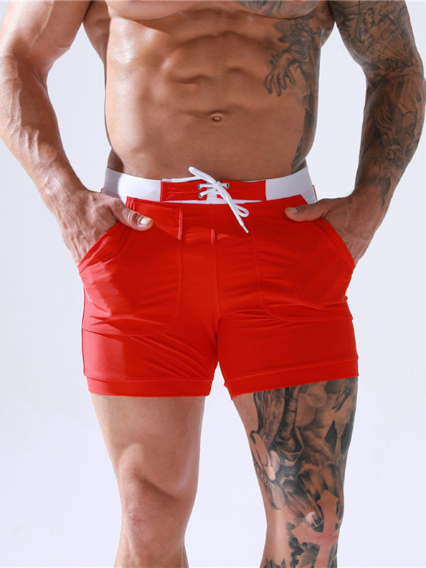 Men's Swim Shorts with Tethered Pocket Design