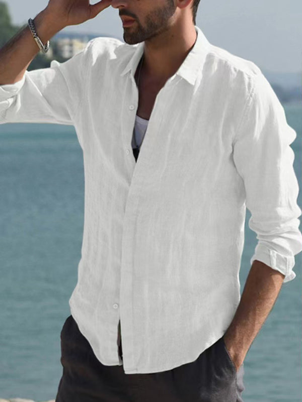 Elevate Your Style with our Casual Cotton Linen Solid Color Shirt