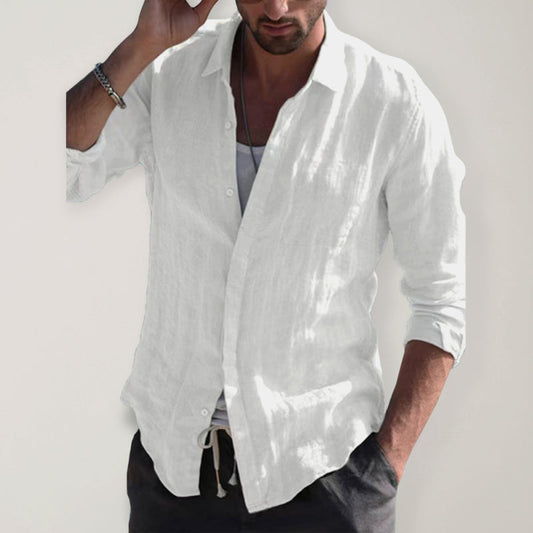 Elevate Your Style with our Casual Cotton Linen Solid Color Shirt
