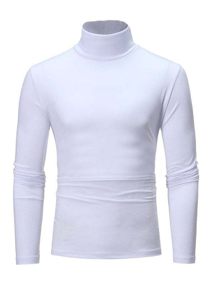 Men's Stylish Turtleneck Long Sleeve T-Shirt - Casual Solid Color Design for Comfort and Elegance