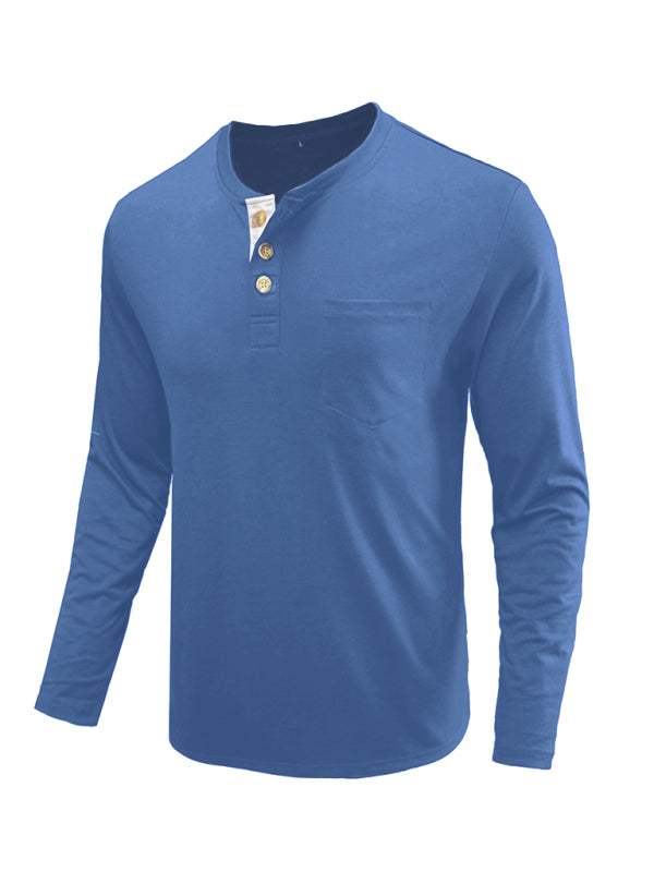 Stylish Men's Long-Sleeved Solid Color T-Shirt - Comfortable Bottoming Shirt for Autumn-Winter Casual Wear