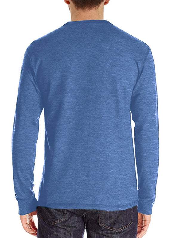 Stylish Men's Long-Sleeved Solid Color T-Shirt - Comfortable Bottoming Shirt for Autumn-Winter Casual Wear