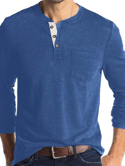 Stylish Men's Long-Sleeved Solid Color T-Shirt - Comfortable Bottoming Shirt for Autumn-Winter Casual Wear