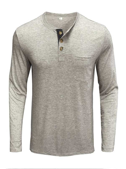 Stylish Men's Long-Sleeved Solid Color T-Shirt - Comfortable Bottoming Shirt for Autumn-Winter Casual Wear