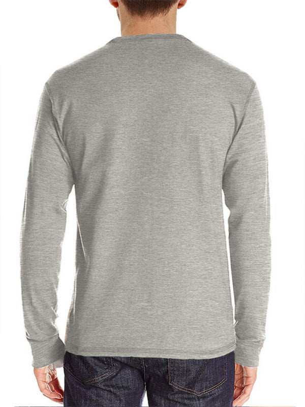 Stylish Men's Long-Sleeved Solid Color T-Shirt - Comfortable Bottoming Shirt for Autumn-Winter Casual Wear