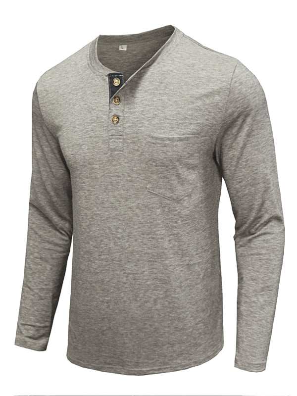 Stylish Men's Long-Sleeved Solid Color T-Shirt - Comfortable Bottoming Shirt for Autumn-Winter Casual Wear