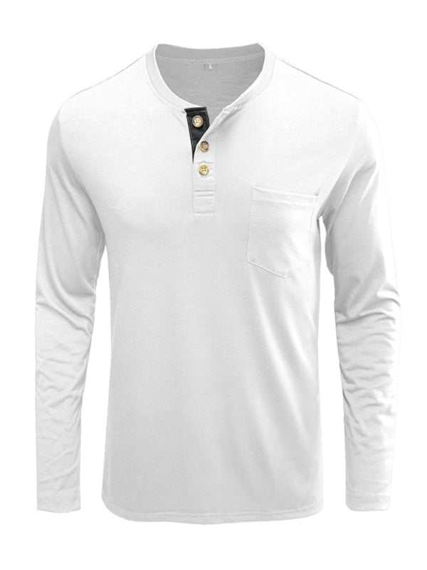 Stylish Men's Long-Sleeved Solid Color T-Shirt - Comfortable Bottoming Shirt for Autumn-Winter Casual Wear