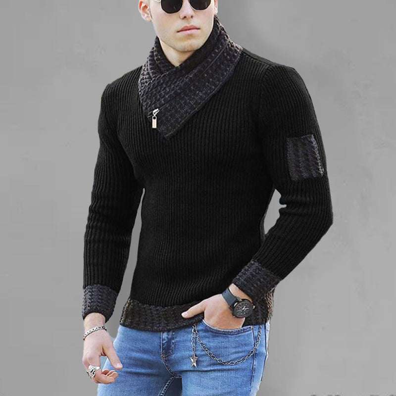 Stylish British Plus Size Turtleneck Sweater for Men – Cozy Knit Pullover with Long Sleeves for Ultimate Comfort